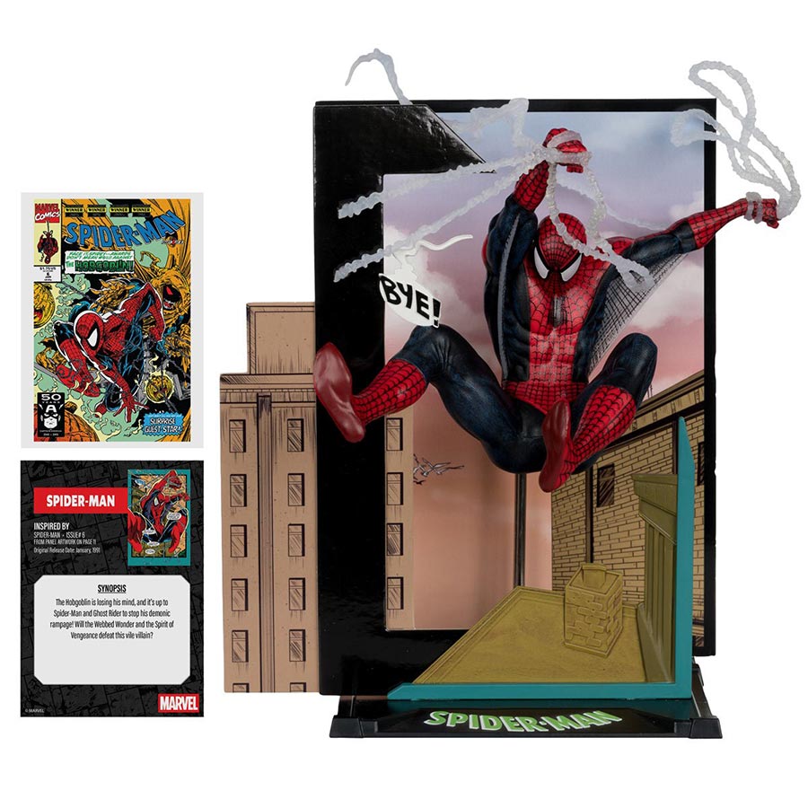 McFarlane Marvel Collector Wave 6 Spider-Man #6 Spider-Man With Scene And Comic 1/10 Scale Figurine