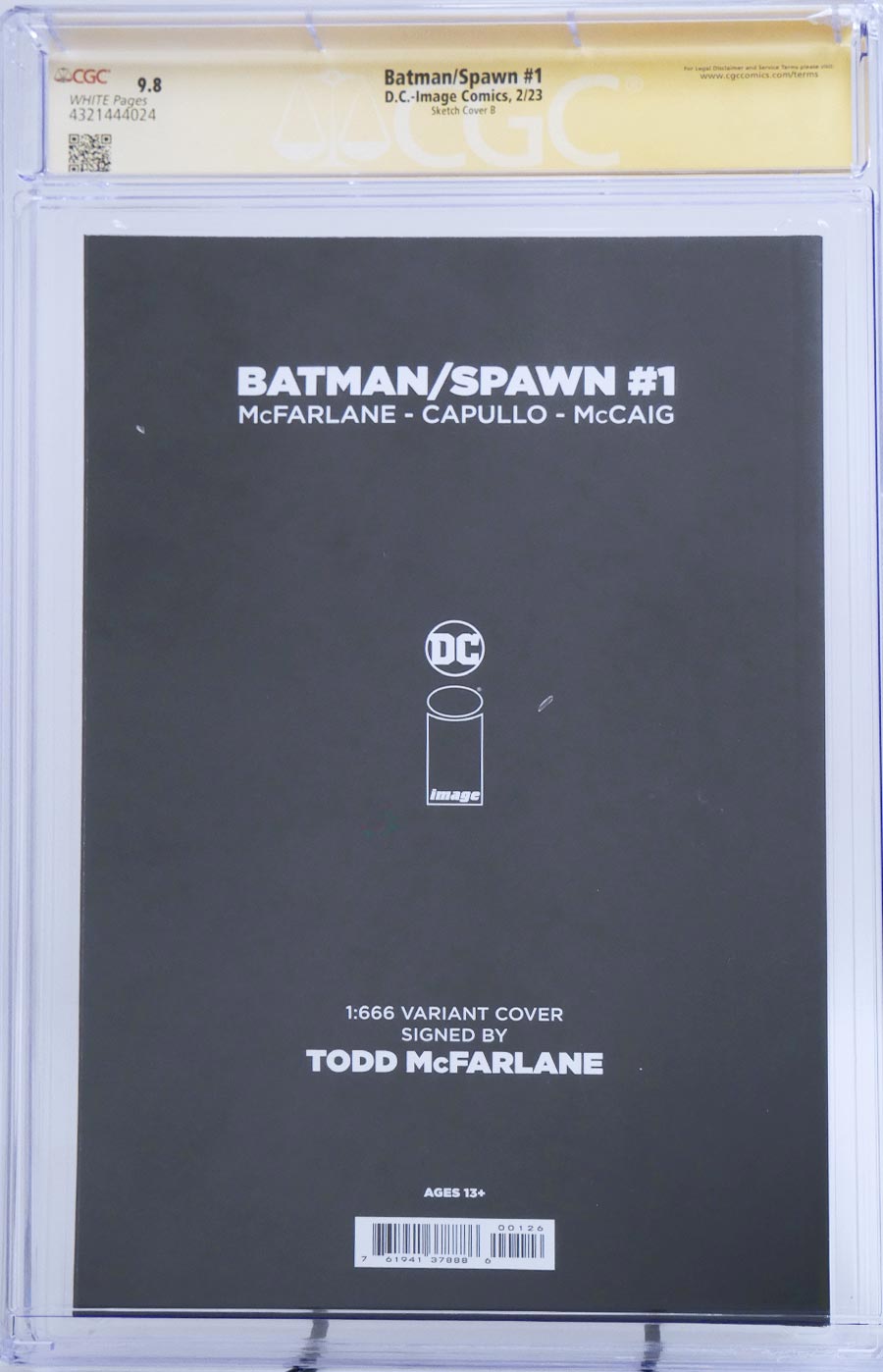 Batman Spawn #1 (One Shot) Cover Z-I Incentive Todd McFarlane Signed Variant Cover CGC Signature Series 9.8 Signed By Todd McFarlane