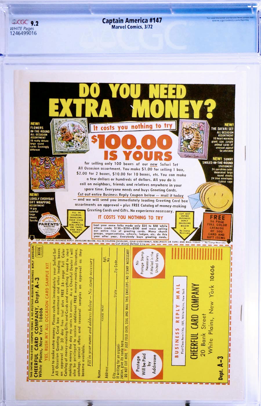 Captain America Vol 1 #147 Cover B CGC 9.2