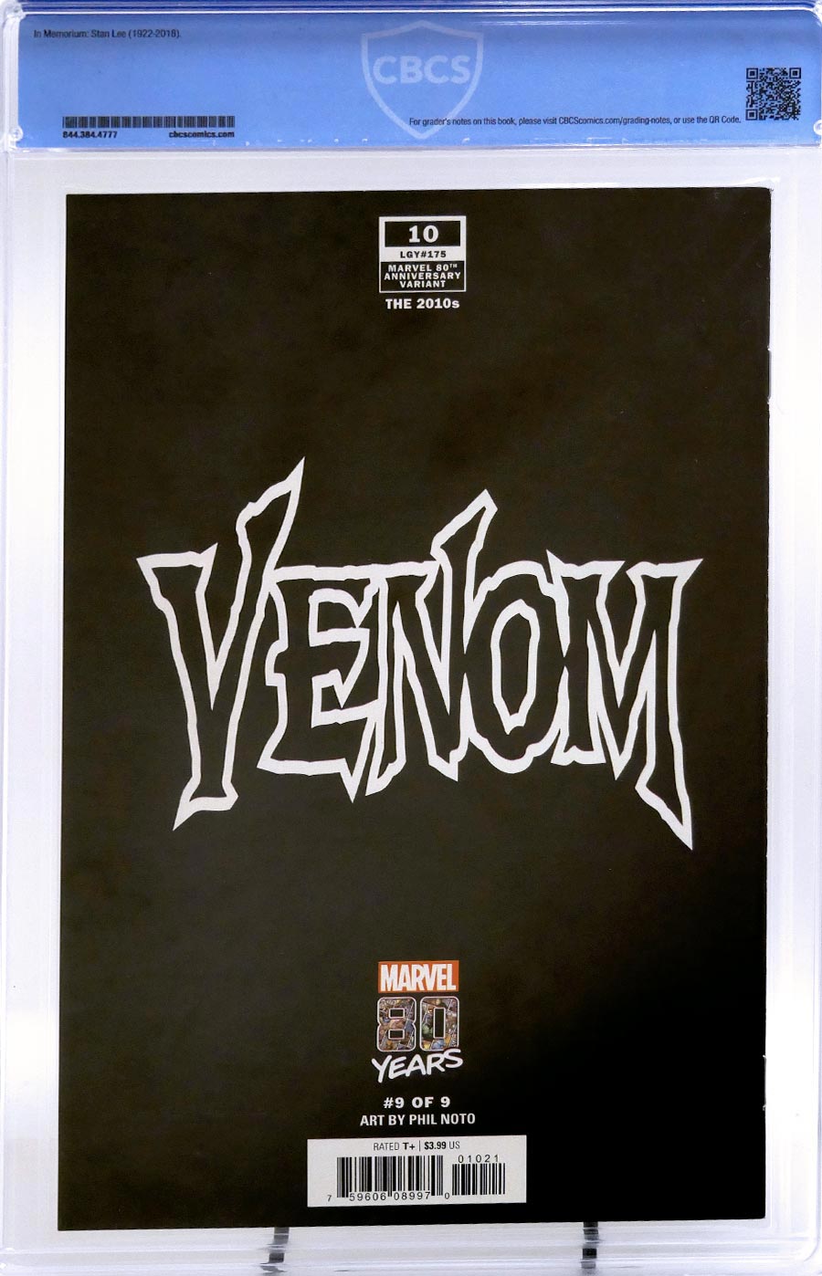 Venom Vol 4 #10 Cover E Variant Phil Noto Marvel 80th Anniversary Cover CBCS 9.6