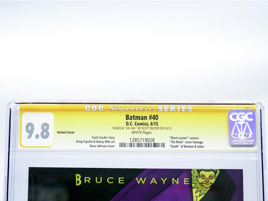 Batman Vol 2 #40 Cover H Variant The Mask WB Movie Poster Cover CGC Signature Series 9.8 Signed By Scott Snyder (Endgame Tie-In)
