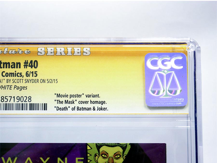 Batman Vol 2 #40 Cover H Variant The Mask WB Movie Poster Cover CGC Signature Series 9.8 Signed By Scott Snyder (Endgame Tie-In)