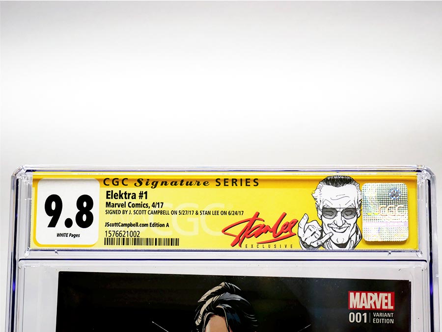Elektra Vol 4 #1 Cover G Variant J Scott Campbell Cover A CGC Signature Series 9.8 Signed By J Scott Campbell & Stan Lee