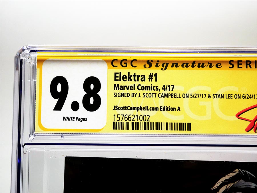 Elektra Vol 4 #1 Cover G Variant J Scott Campbell Cover A CGC Signature Series 9.8 Signed By J Scott Campbell & Stan Lee