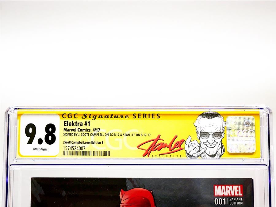 Elektra Vol 4 #1 Cover H Variant J Scott Campbell Cover B CGC Signature Series 9.8 Signed By J Scott Campbell & Stan Lee