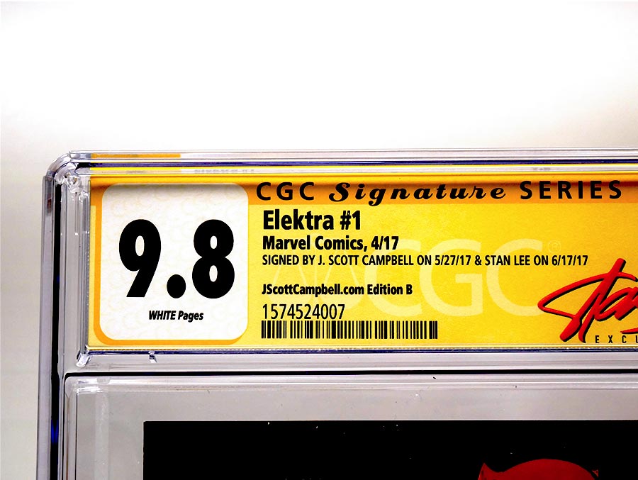 Elektra Vol 4 #1 Cover H Variant J Scott Campbell Cover B CGC Signature Series 9.8 Signed By J Scott Campbell & Stan Lee