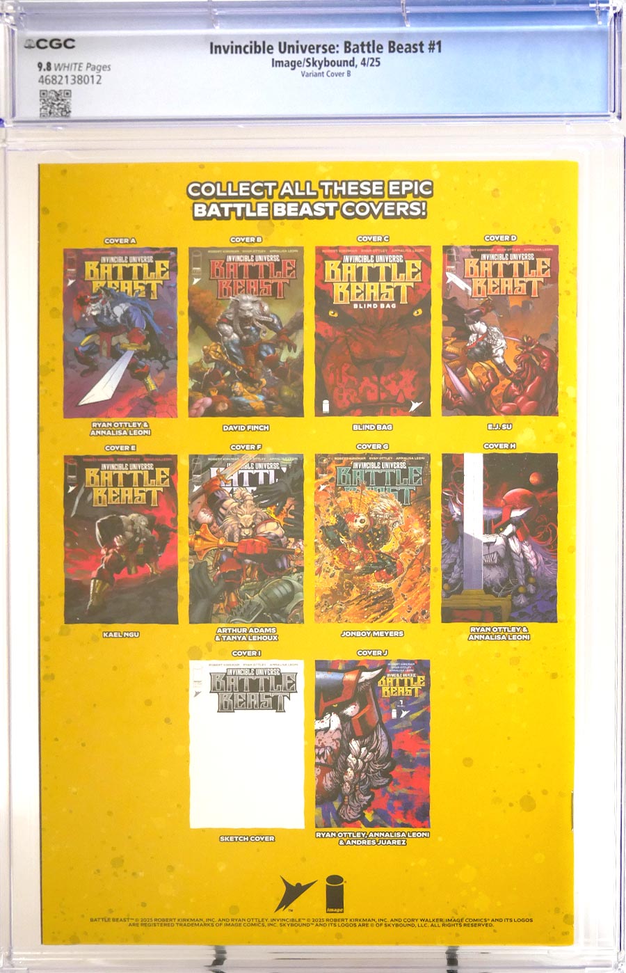 Invincible Universe Battle Beast #1 Cover U Variant Davd Finch Cover CGC 9.8