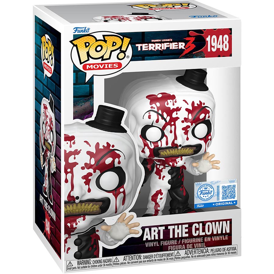 POP Movies Terrifier 3 Art The Clown Bloody Entertainment Earth Exclusive Vinyl Figure
