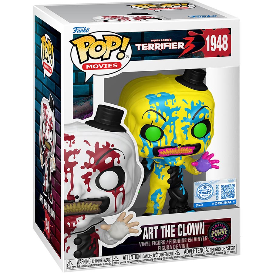 POP Movies Terrifier 3 Art The Clown Bloody Entertainment Earth Exclusive Chase Vinyl Figure