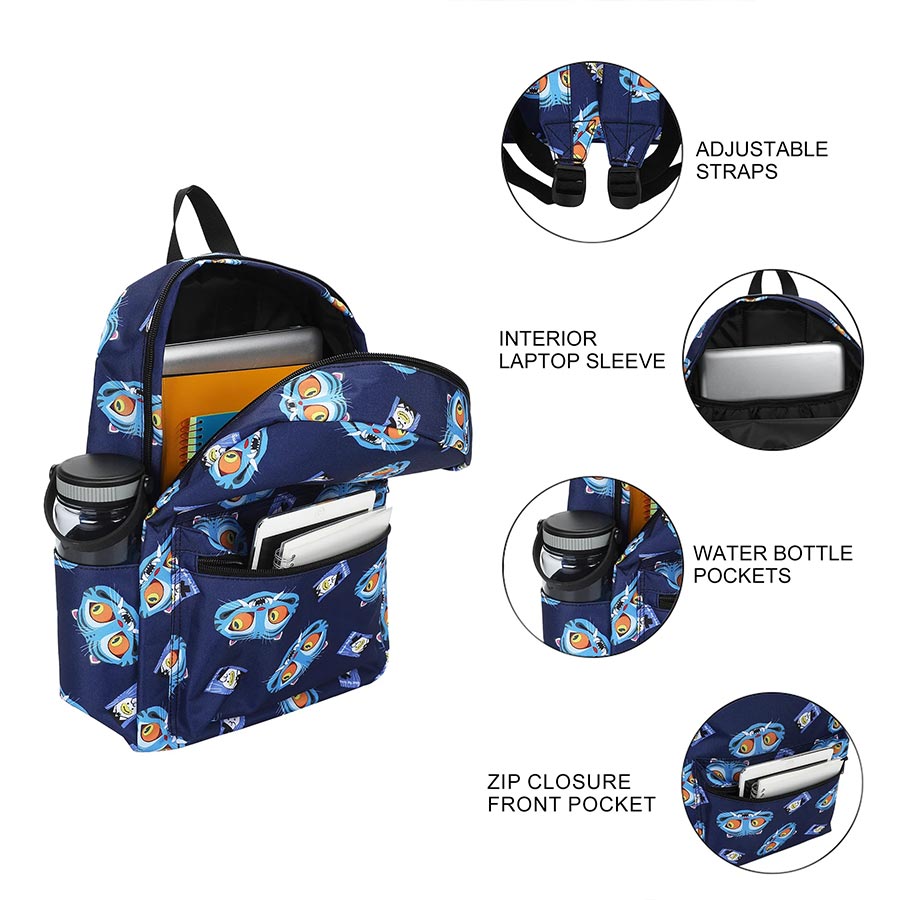 KPop Demon Hunters Derpy & Sussie All-Over Print 16.5-Inch Adult Blue Quick Turn Backpack