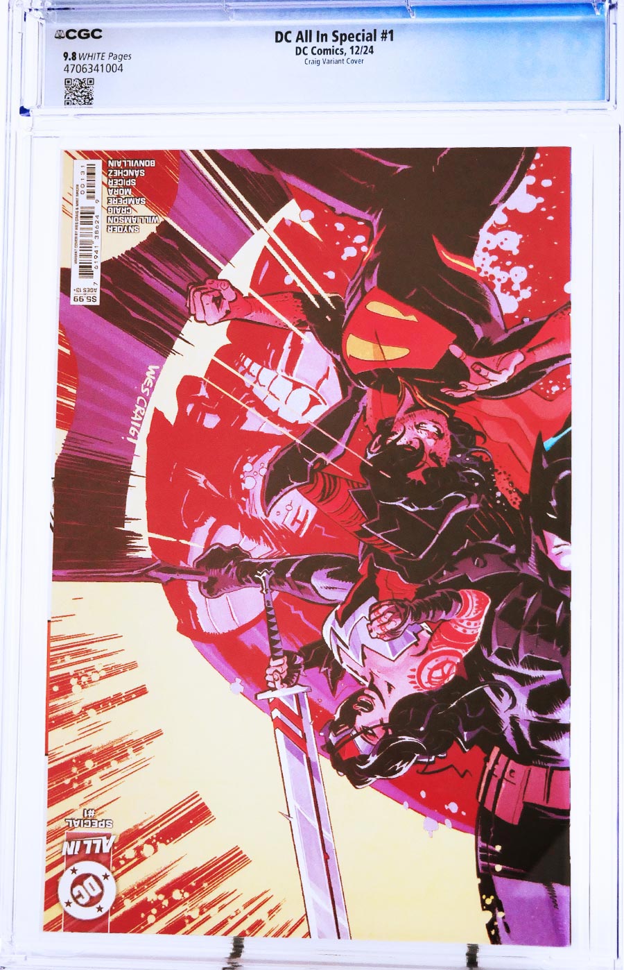 DC All In Special #1 (One Shot) Cover S CGC 9.8 Variant Wes Craig Wraparound Card Stock Cover