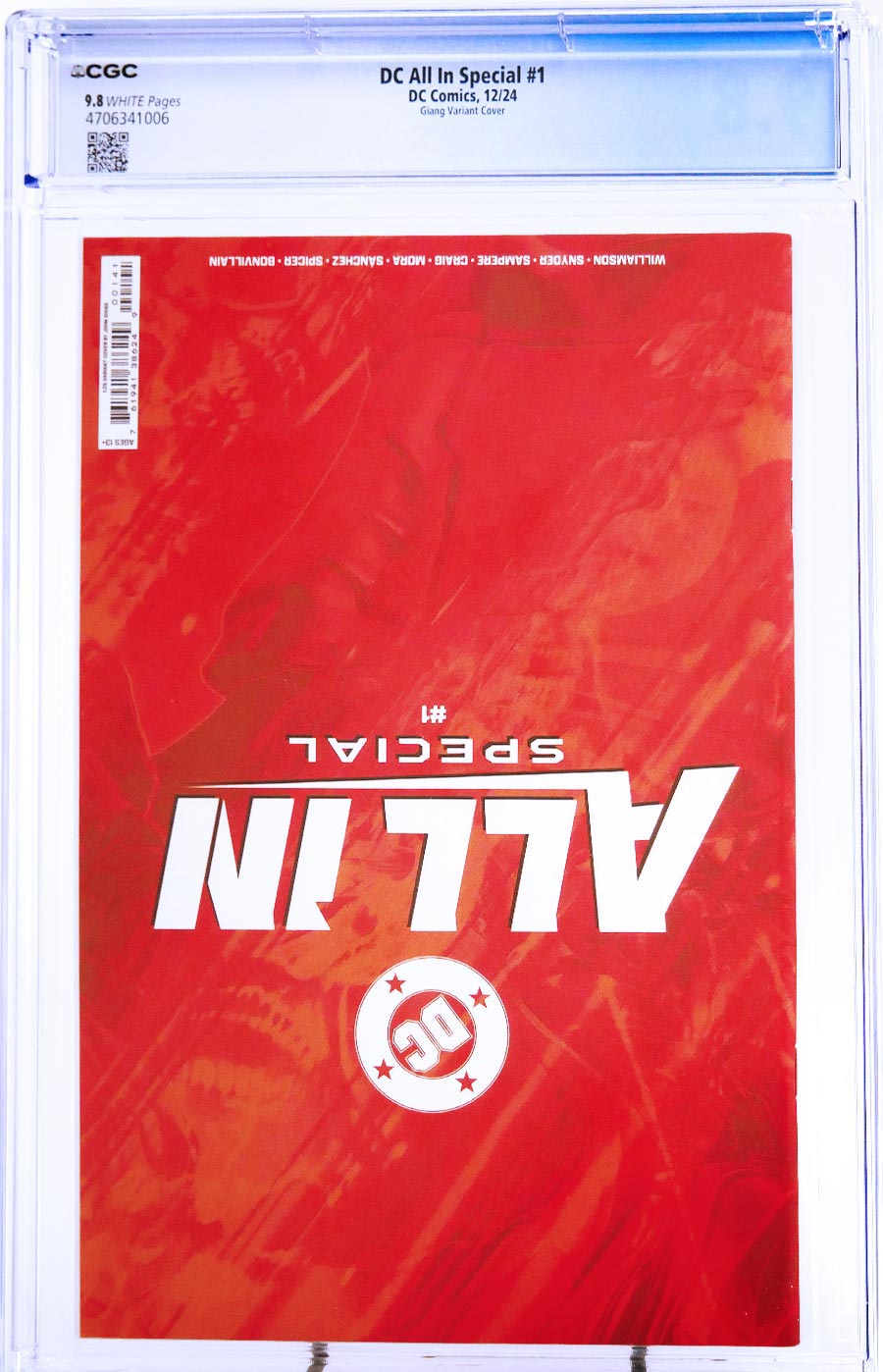 DC All In Special #1 (One Shot) Cover T CGC 9.8 Incentive John Giang Wraparound Card Stock Variant Cover