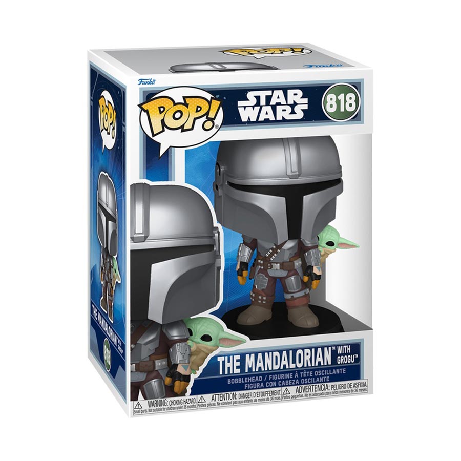 POP Star Wars The Mandalorian With Grogu (On Back) Vinyl Bobble Head