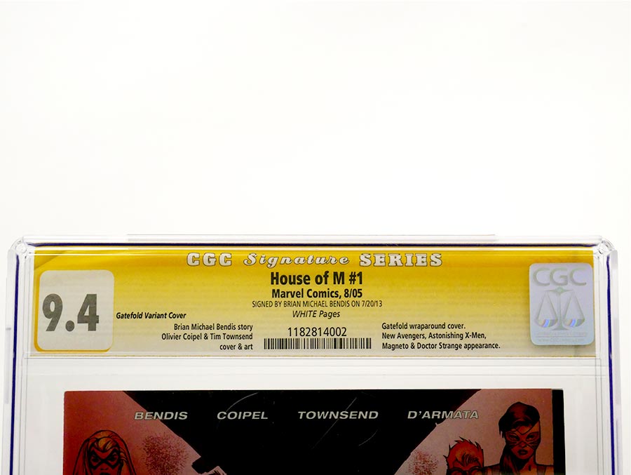 House Of M #1 Cover G Coipel Gatefold Variant Cover CGC Signature Series 9.4 Signed By Brian Michael Bendis