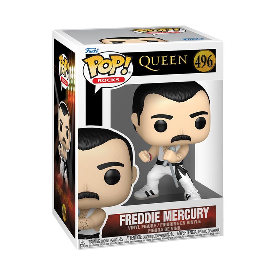 POP Rocks Queen Freddie Mercury In White Singlet Vinyl Figure