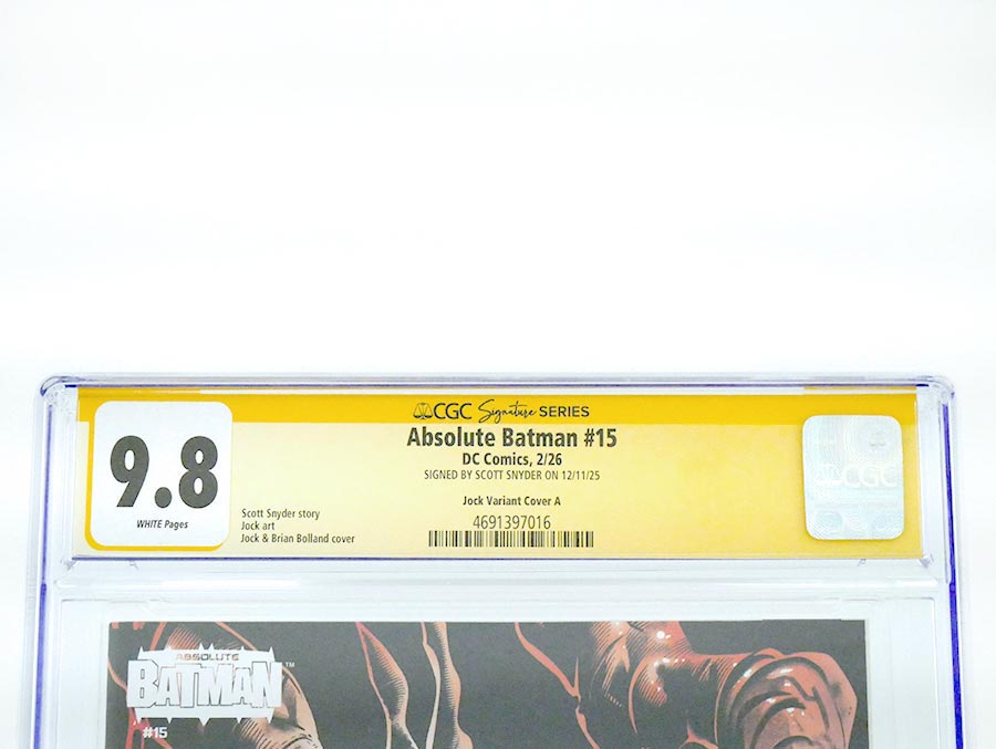 Absolute Batman #15 Cover Z-A Variant Jock & Brian Bolland Card Stock Cover CGC Signature Series 9.8 Signed By Scott Snyder (DC All In)