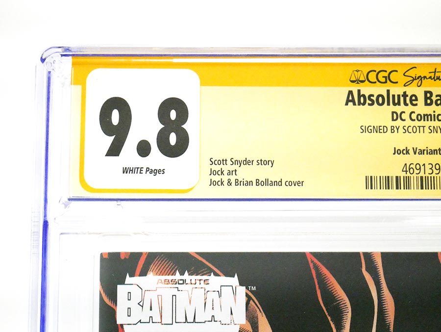 Absolute Batman #15 Cover Z-A Variant Jock & Brian Bolland Card Stock Cover CGC Signature Series 9.8 Signed By Scott Snyder (DC All In)