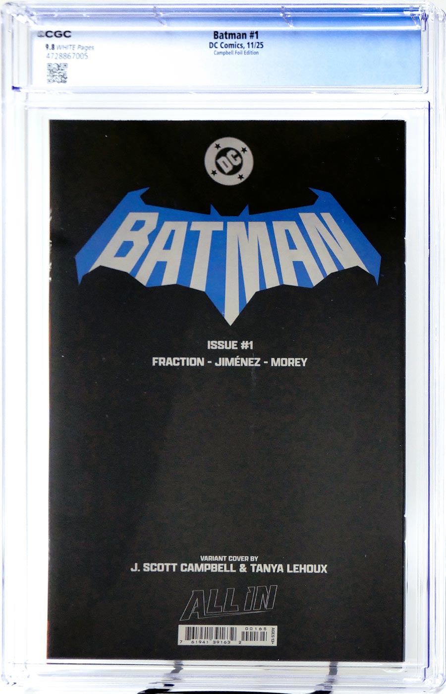 Batman Vol 4 #1 Cover Z-G Variant J Scott Campbell Card Stock Cover CGC 9.8 (DC All In)