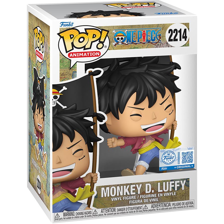 POP Animation One Piece Monkey D Luffy With Flag Entertainment Earth Exclusive Vinyl Figure