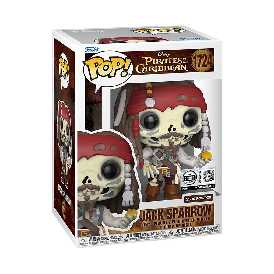 POP Pirates Of The Caribbean Jack Sparrow Skeleton Entertainment Earth Exclusive Vinyl Figure