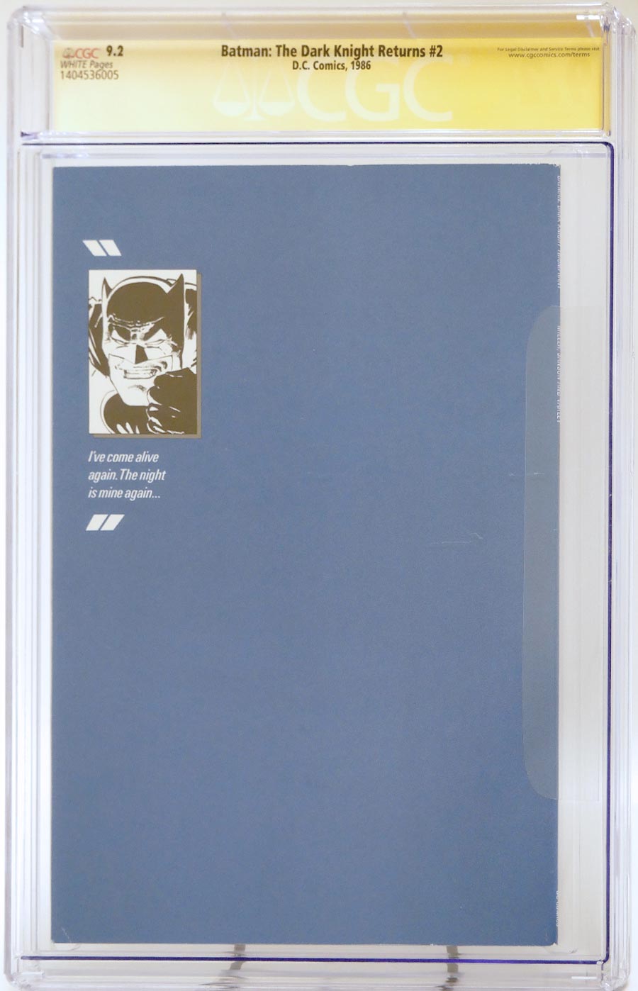 Batman The Dark Knight Returns #2 Cover H 1st Ptg CGC Signature Series 9.2 Signed By Frank Miller & Klaus Janson