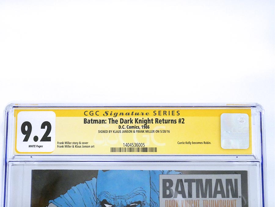Batman The Dark Knight Returns #2 Cover H 1st Ptg CGC Signature Series 9.2 Signed By Frank Miller & Klaus Janson