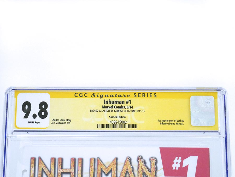 Inhuman #1 Cover I Variant Blank Cover CGC Signature Series 9.8 Signed & Sketched By George Perez