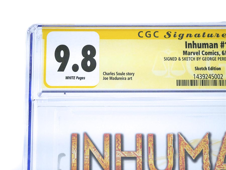 Inhuman #1 Cover I Variant Blank Cover CGC Signature Series 9.8 Signed & Sketched By George Perez