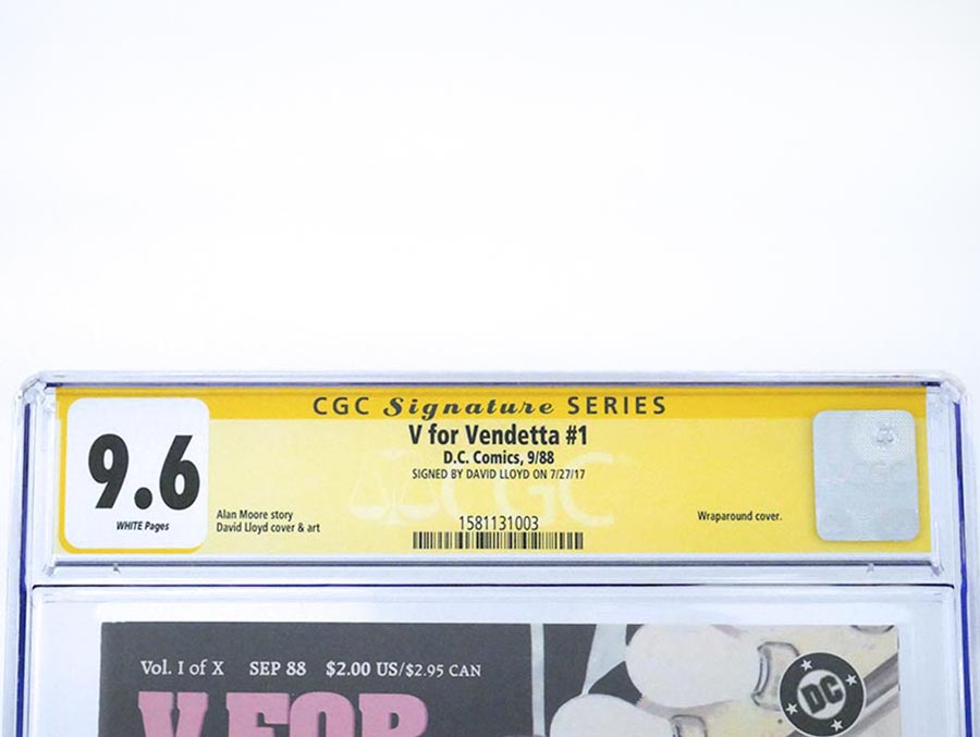 V For Vendetta #1 Cover B CGC Signature Series 9.6 Signed By David Lloyd