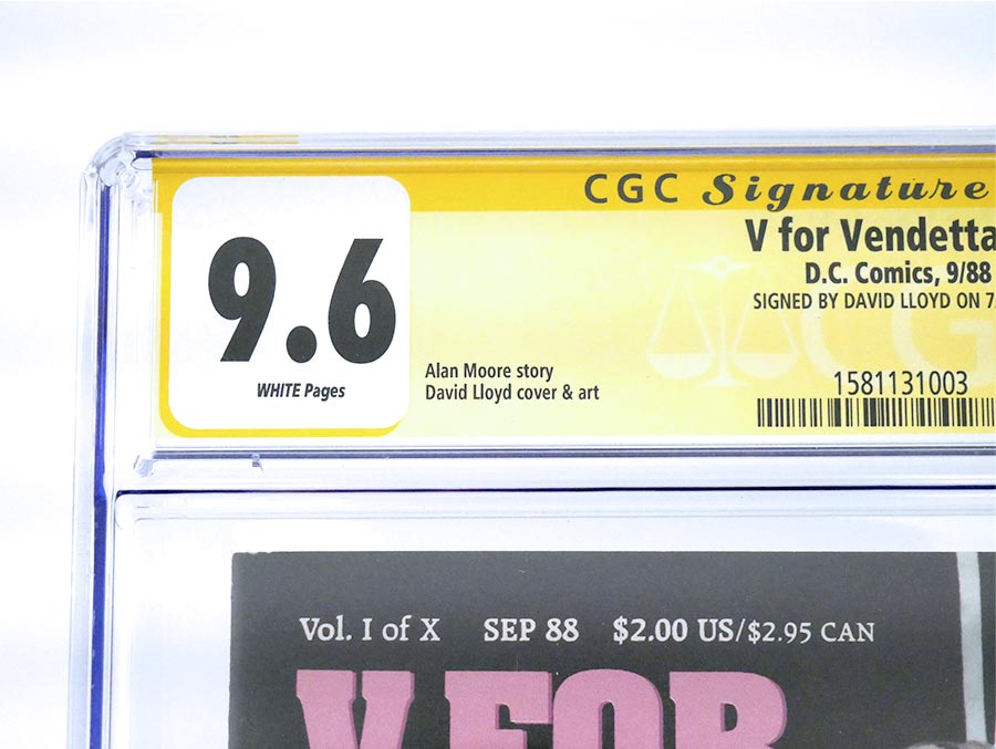 V For Vendetta #1 Cover B CGC Signature Series 9.6 Signed By David Lloyd