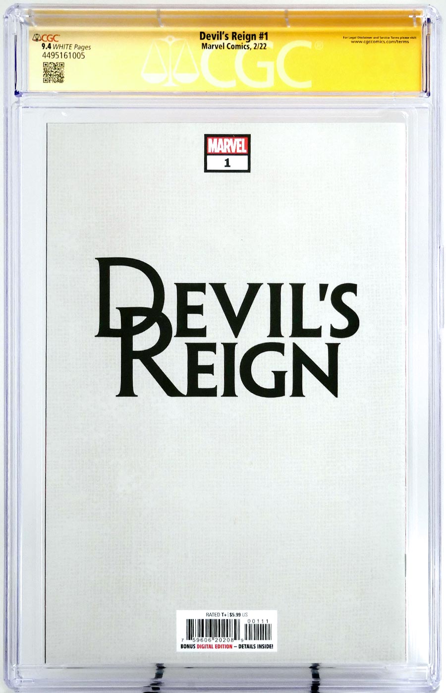 Devils Reign #1 Cover K Regular Marco Checchetto Cover CGC Signature Series 9.4 Signed By Charlie Cox & Vincent DOnofrio