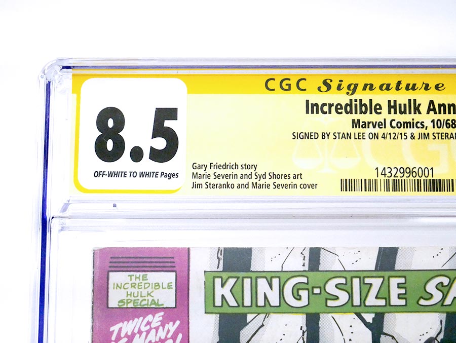 Incredible Hulk King Size Special #1 Cover D CGC Signature Series 8.5 Signed By Stan Lee & Jim Steranko