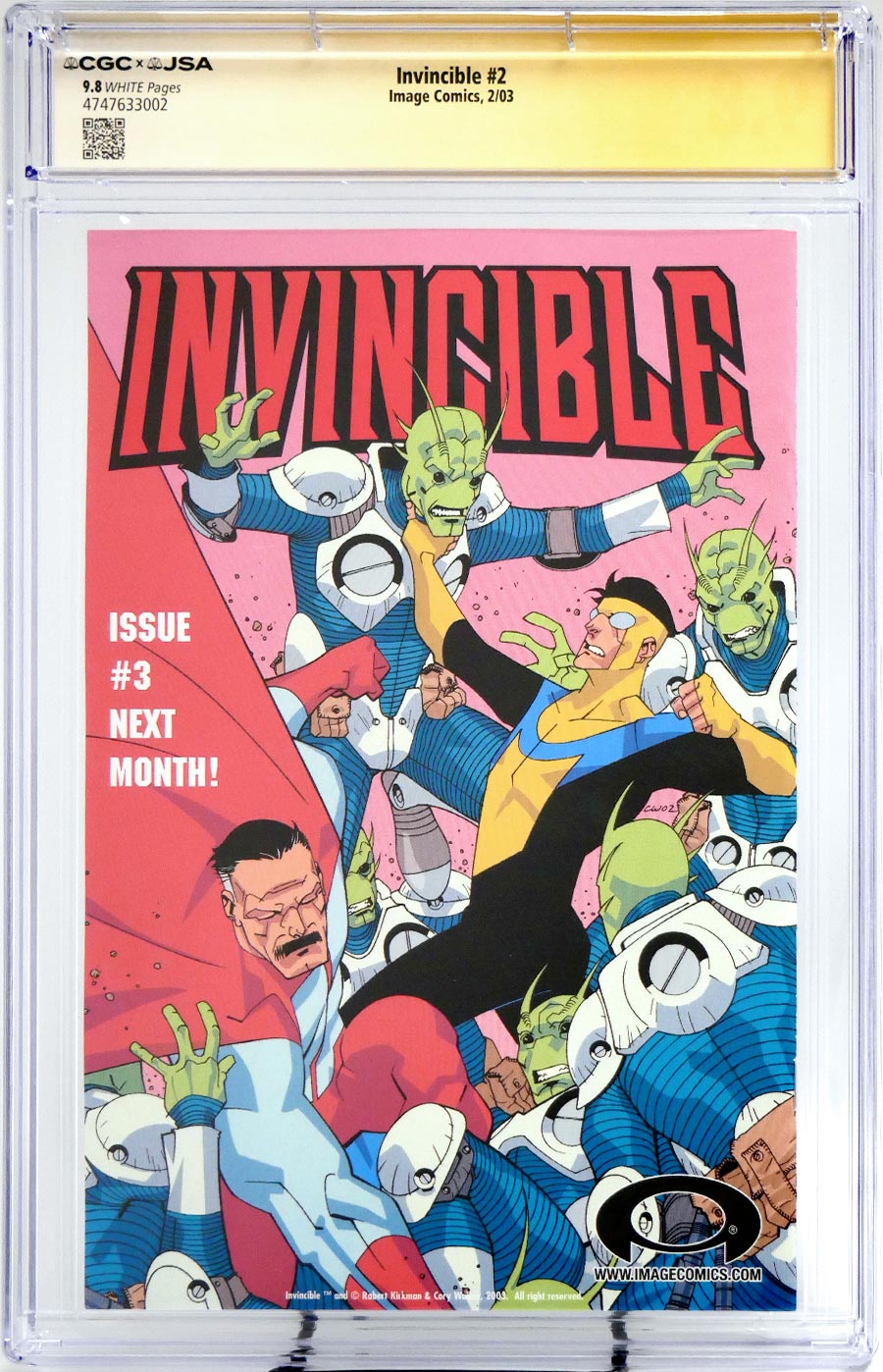 Invincible #2 Cover C CGC JSA Authentic Autograph 9.8 Signed By Robert Kirkman