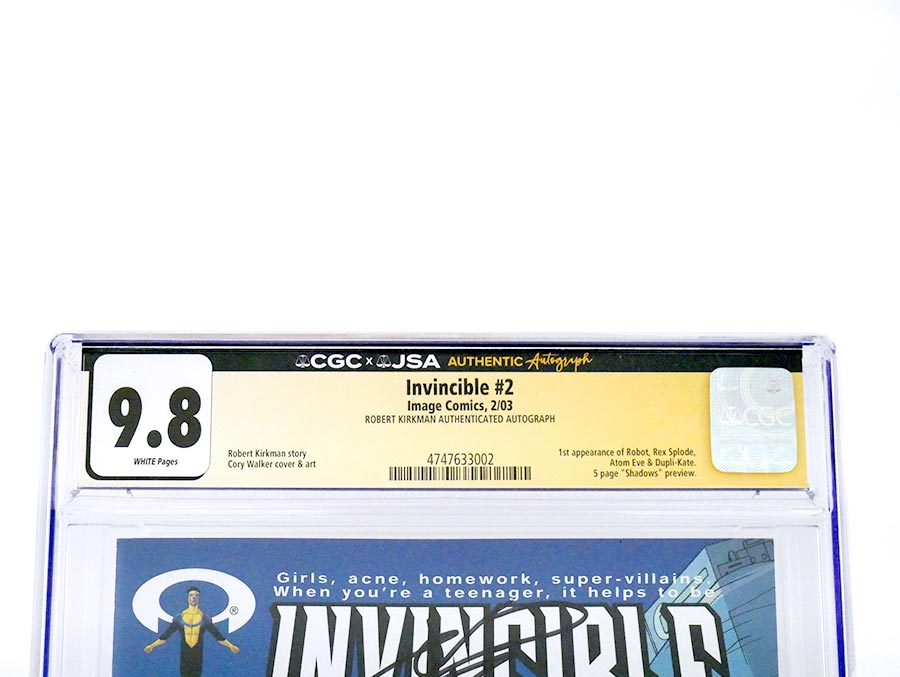 Invincible #2 Cover C CGC JSA Authentic Autograph 9.8 Signed By Robert Kirkman