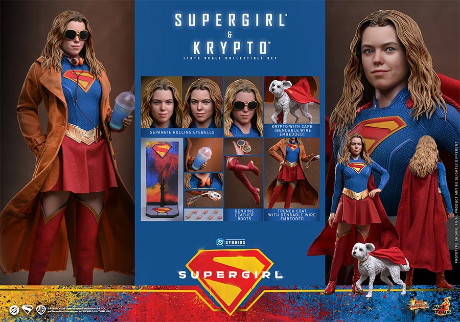 DC Supergirl Movie Supergirl & Krypto Sixth Scale Figure Set