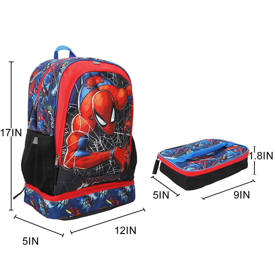 Spider-Man Classic 5-Piece 17-Inch Toddler Backpack & Lunchbox Set With Water Bottle
