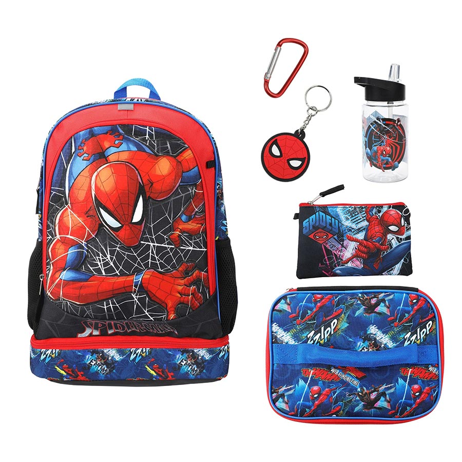 Spider-Man Classic 5-Piece 17-Inch Toddler Backpack & Lunchbox Set With Water Bottle