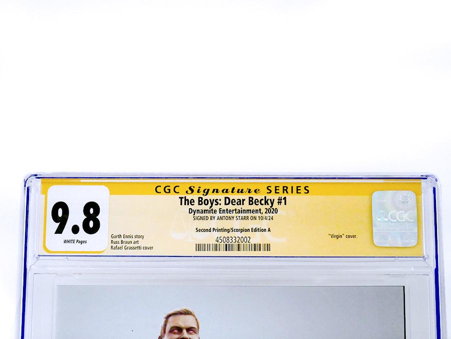 Boys Dear Becky #1 Cover G Rafael Grassetti 2nd Ptg Variant Cover CGC Signature Series 9.8 Signed by Antony Starr