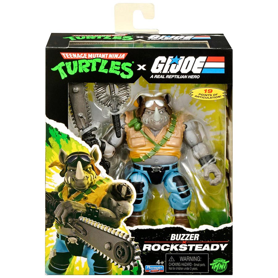Teenage Mutant Ninja Turtles x GI Joe Rocksteady x Buzzer Action Figure