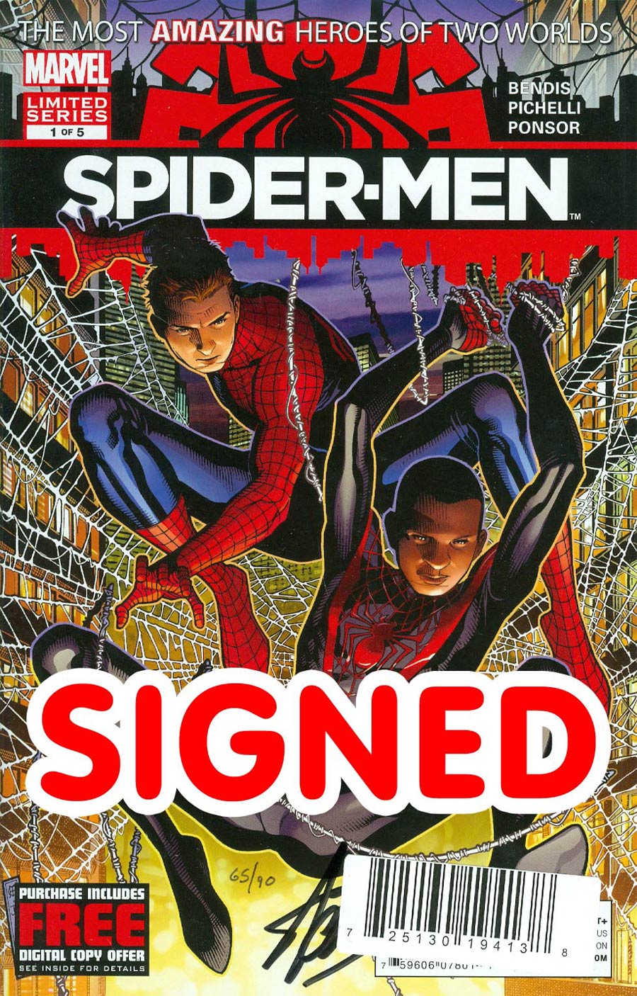 Spider-Men #1 Cover F DF Signed By Stan Lee