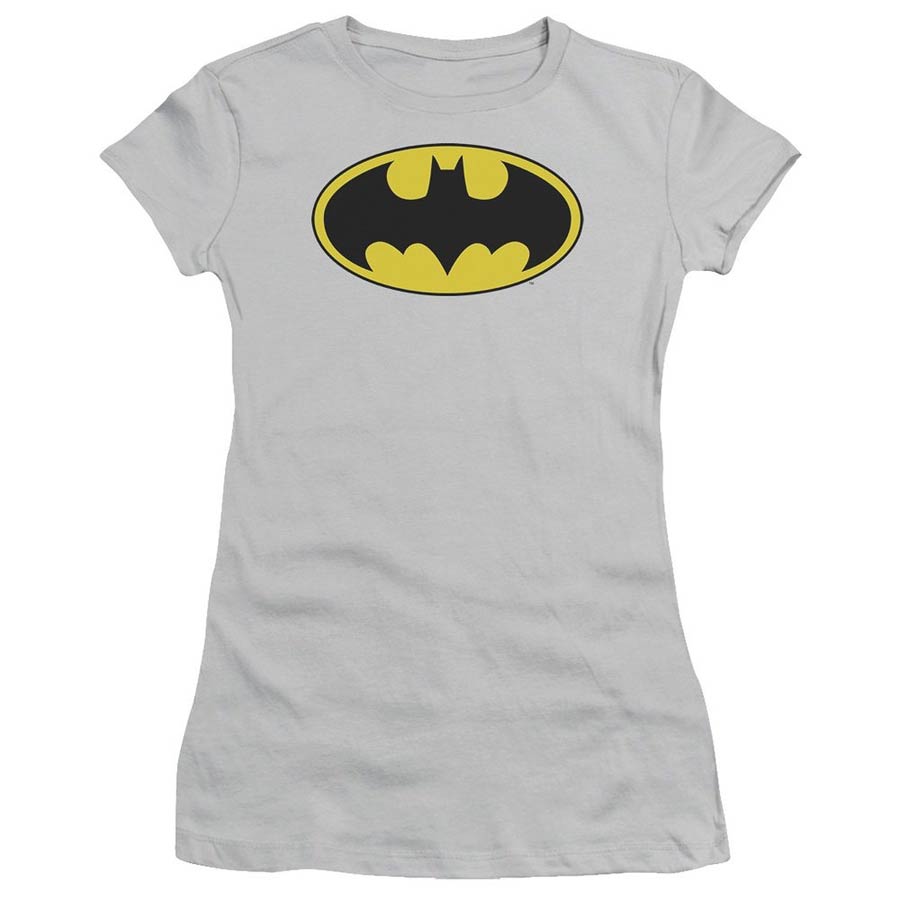 Batgirl Symbol Yellow Oval On Grey Womens T-Shirt Large