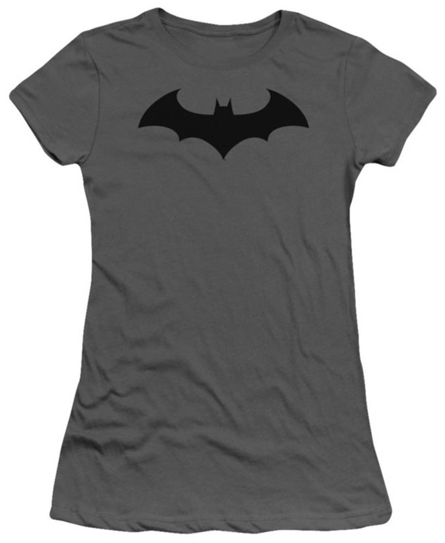 Batgirl Symbol Black On Grey Womens T-Shirt Large