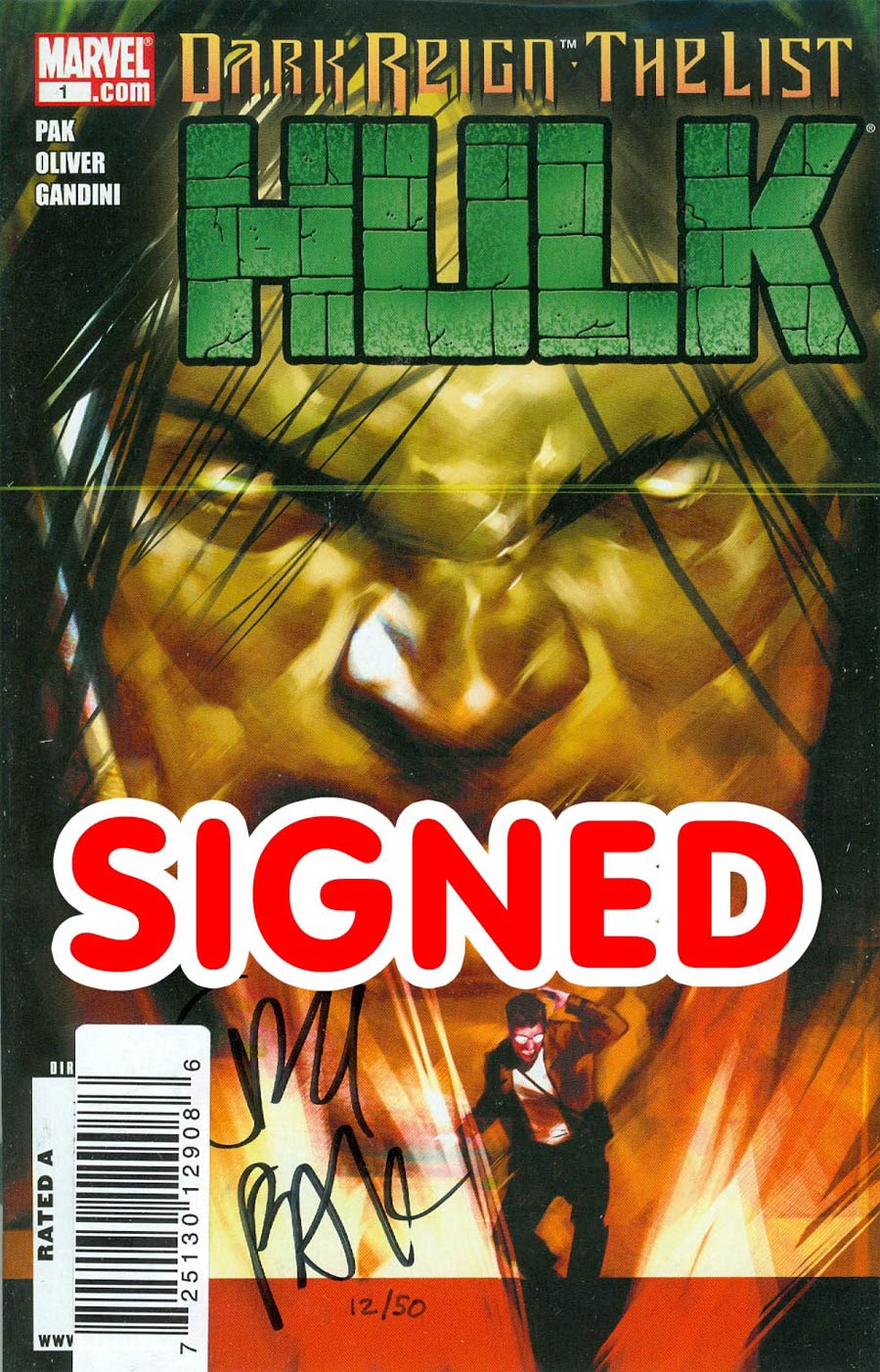 Dark Reign The List Part 5 Hulk Cover C DF Signed By Greg Pak