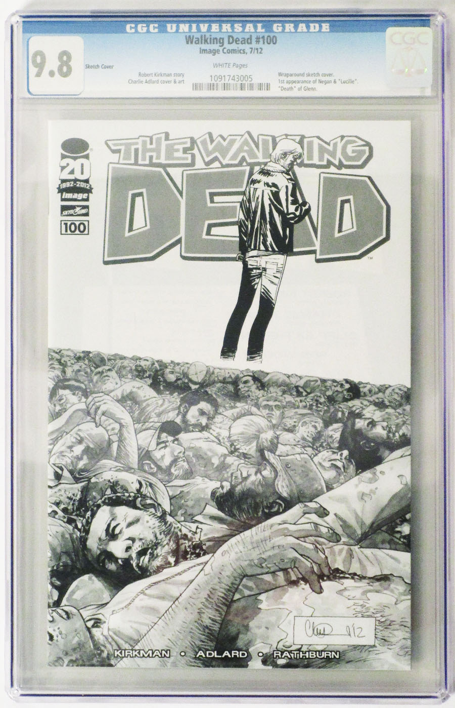 Walking Dead #100 Cover Z-T Incentive Charlie Adlard Sketch Cover CGC 9.8