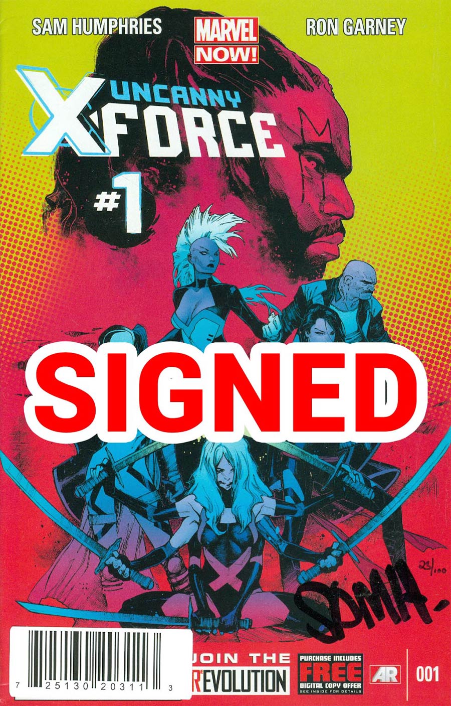 Uncanny X-Force Vol 2 #1 Cover F DF Signed By Sam Humphries