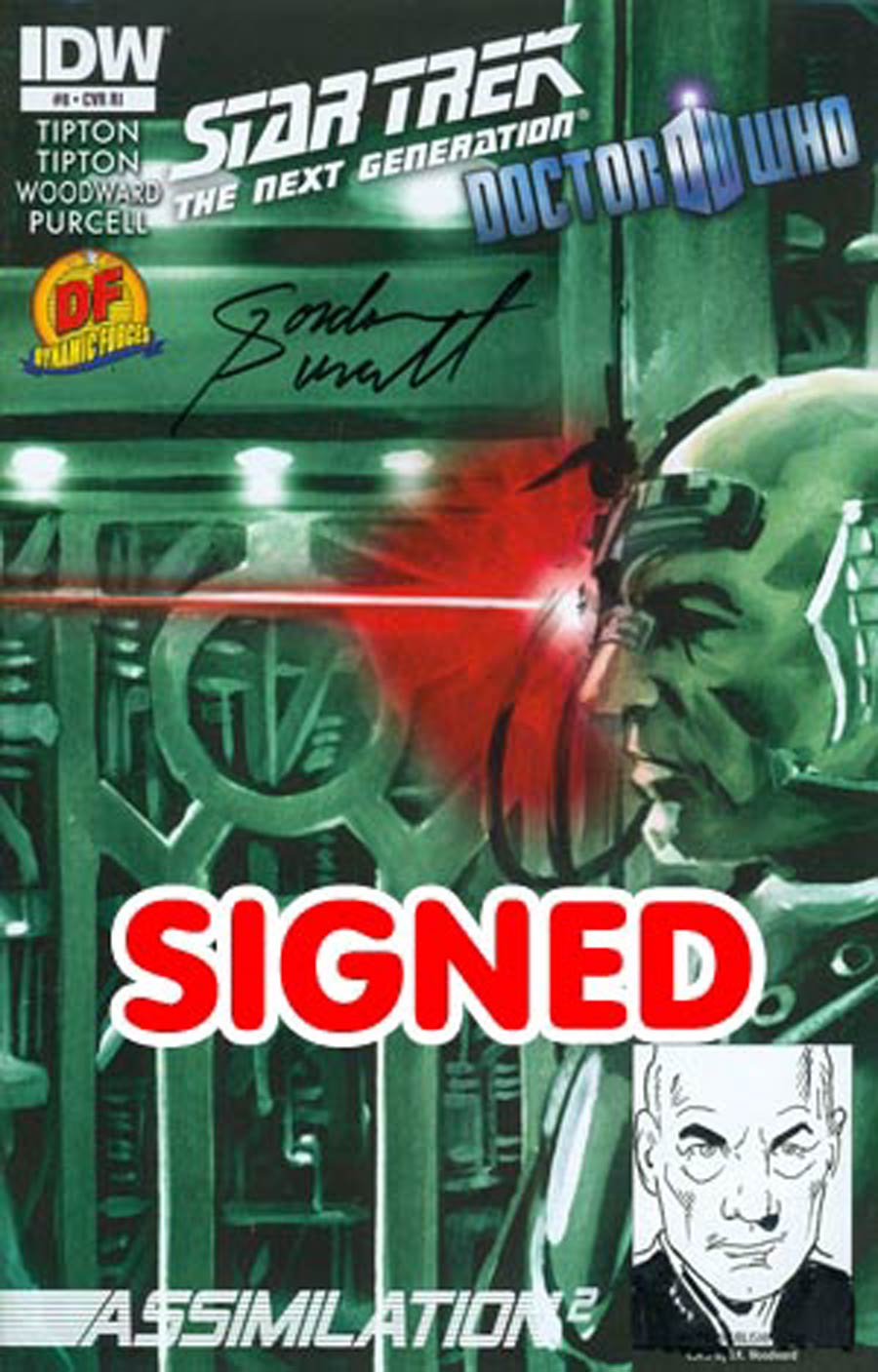 Star Trek The Next Generation Doctor Who Assimilation2 #8 Cover E DF Signed & Remarked By Gordon Purcell