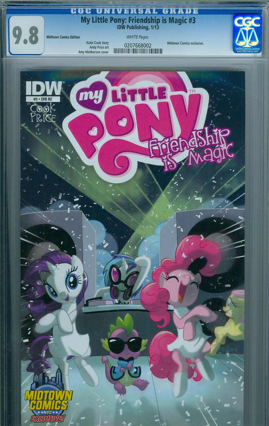 My Little Pony Friendship Is Magic #3 Midtown Exclusive Amy Mebberson Gangnam Style Variant Cover CGC 9.8