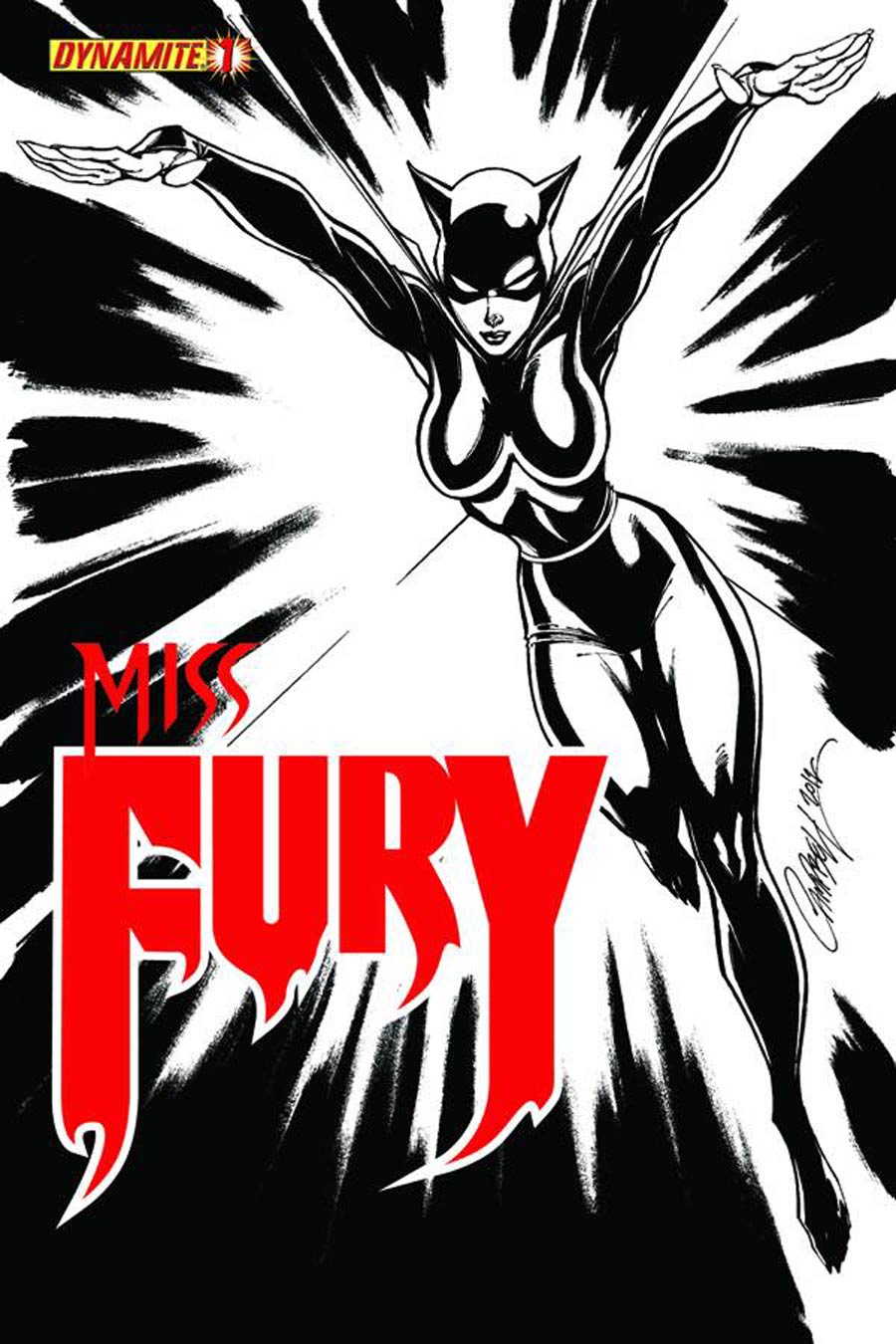 Miss Fury Vol 2 #1 Cover H Incentive J Scott Campbell Black & White Cover