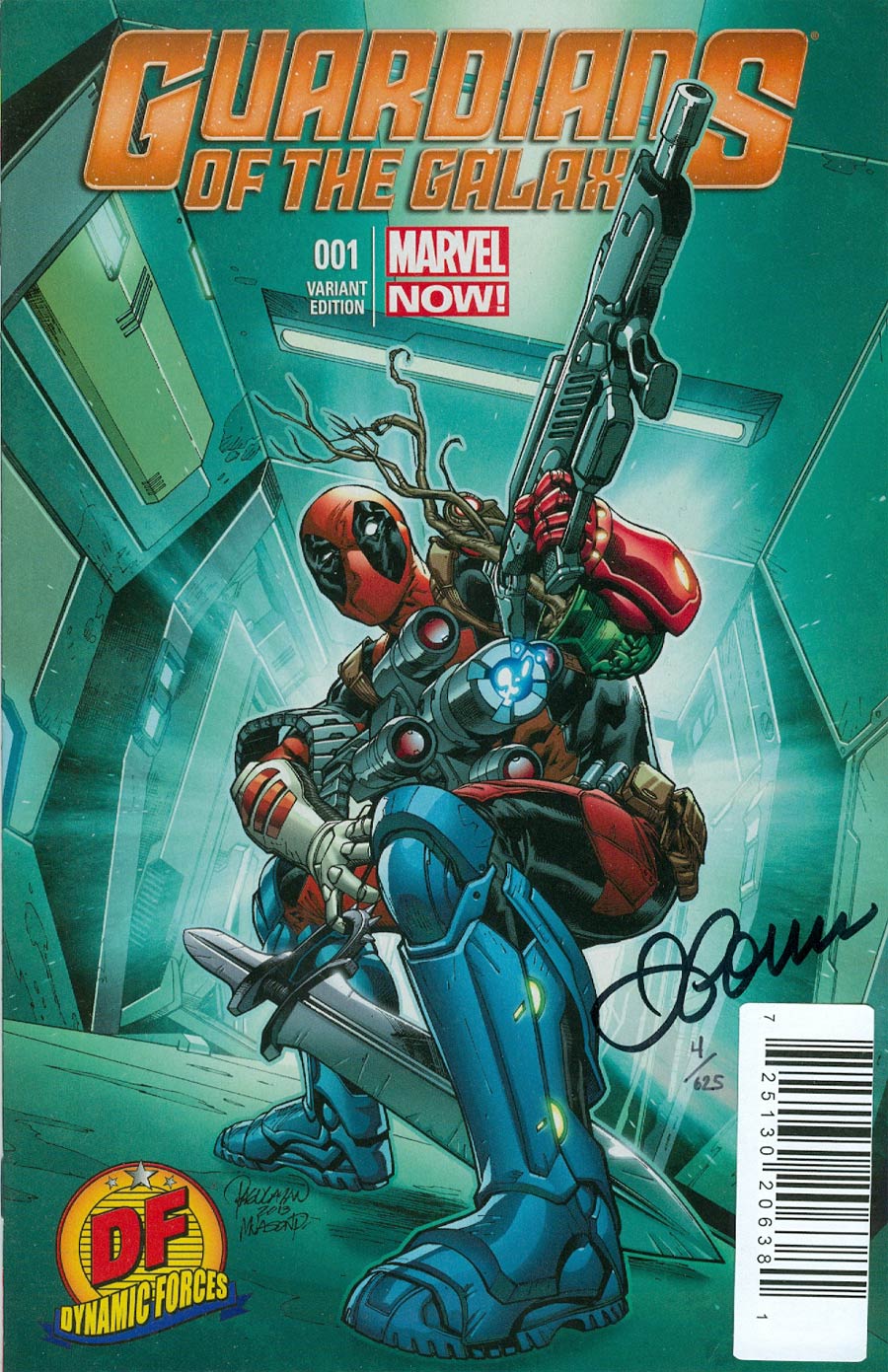 Guardians Of The Galaxy Vol 3 #1 Cover Q DF Exclusive Carlo Pagulayan Deadpool Variant Cover Signed By Justin Ponsor