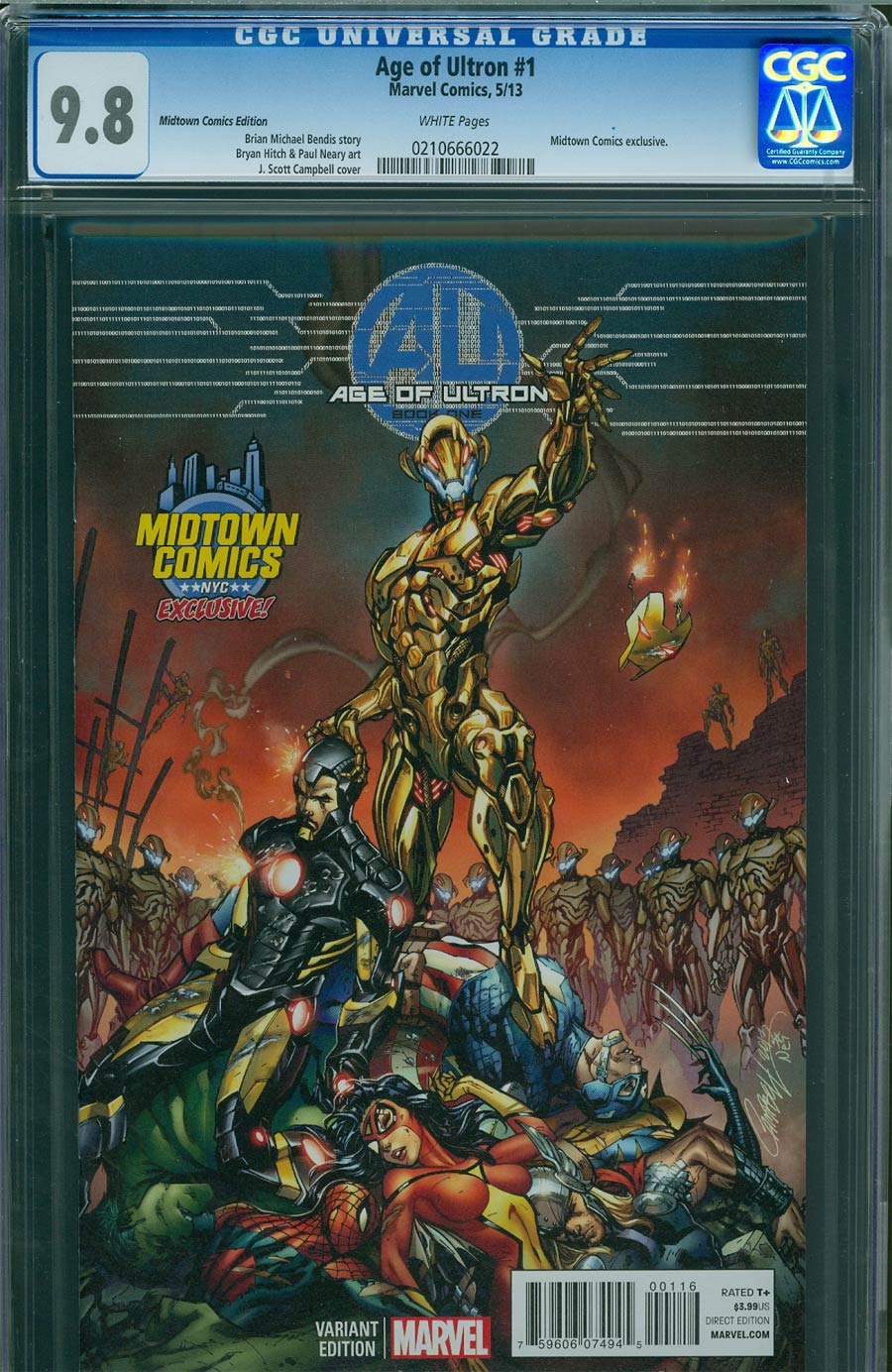 Age Of Ultron #1 Cover L Midtown Exclusive J Scott Campbell Color Variant Cover CGC 9.8